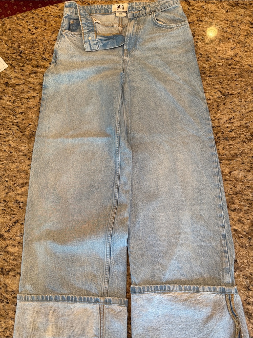 BDG by Urban Outfitters Thea Cuffed Wide Leg Jeans. 100% Cotton